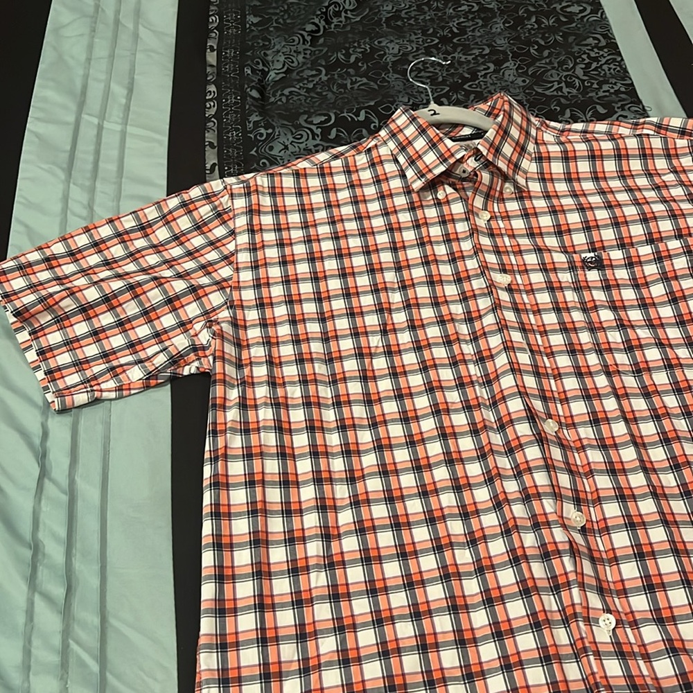 Cinch Men's Red and Blue Checkered Shirt, very nice, size large, S/S - Picture 4 of 8